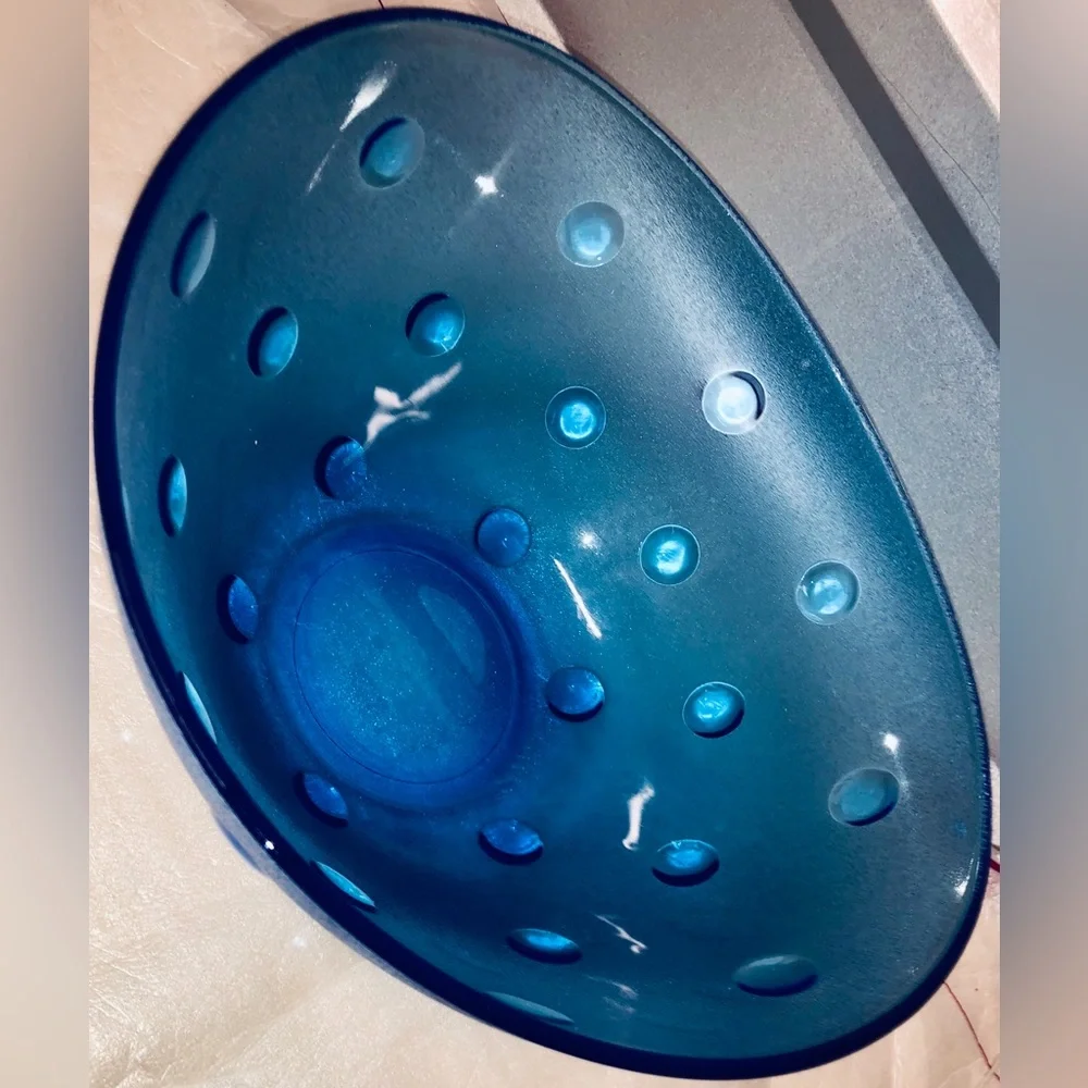 Blue Glass Dots Decorative Bowl Home Decoration Kitchen Tableware Fruit Salad